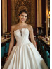 Beaded Strapless Ivory Satin Corset Back Wedding Dress